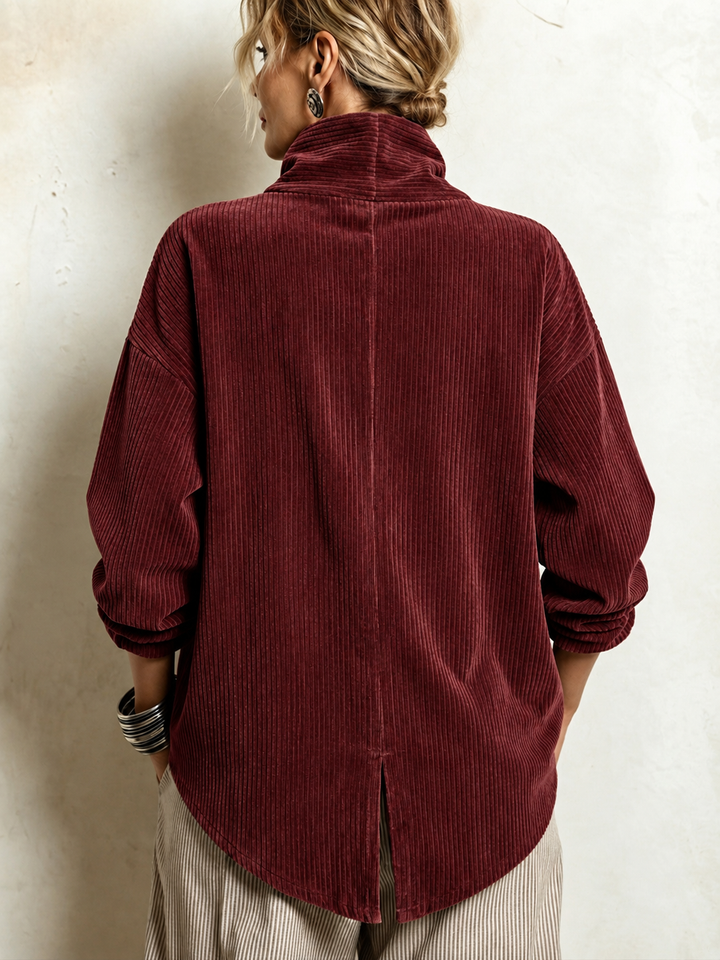 Clara™ | Burgundy Corduroy Button-Up Jacket