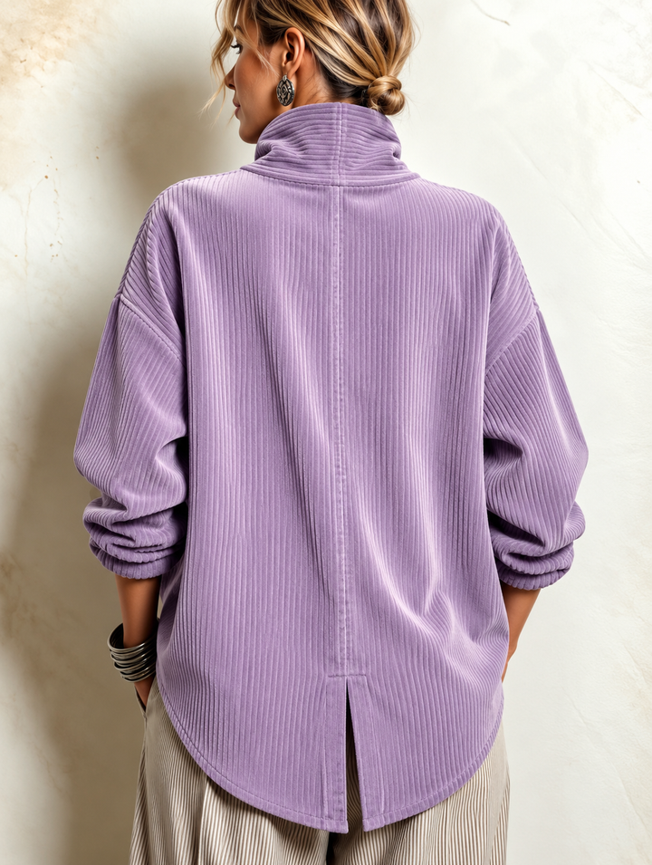 Amelia | Lavender Corduroy Button-Up Top