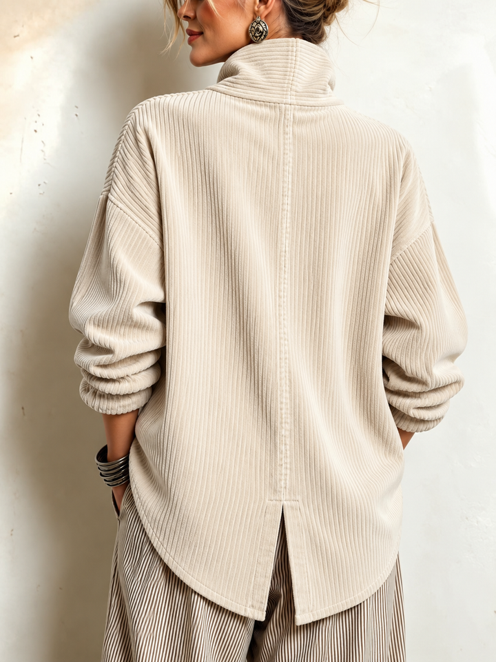 Evelyn | Cream Corduroy Button-Up Top