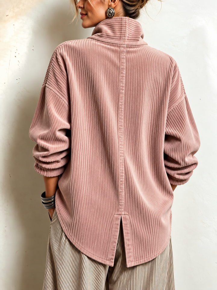 Sophie | Dusty Rose Corduroy Button-Up Top