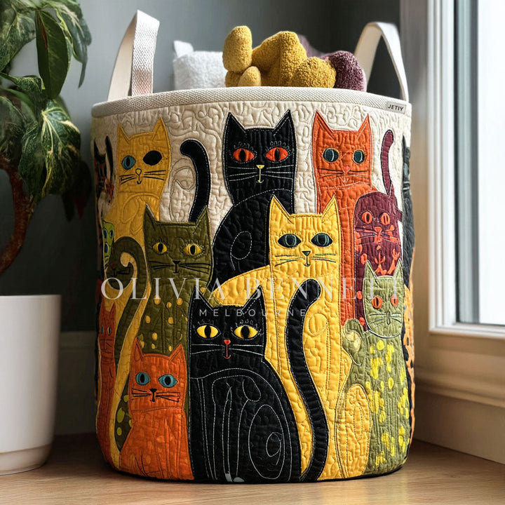 Cozy Cat Carnival |  Quilted Storage Basket