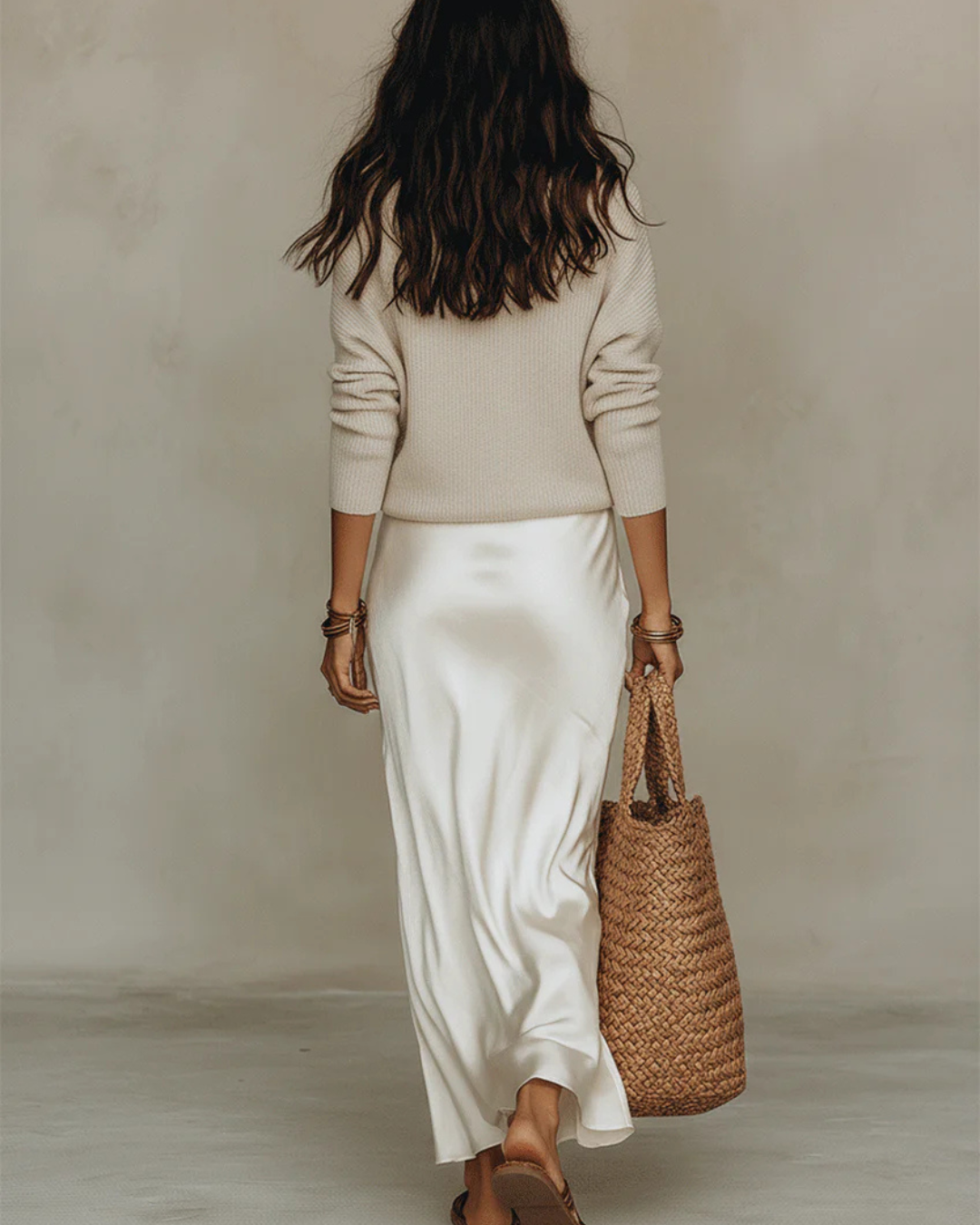 Julia | Midi Satin Elegant Dress with Attached Blouse
