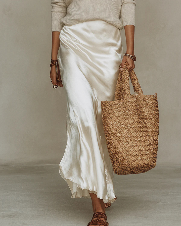 Julia | Midi Satin Elegant Dress with Attached Blouse