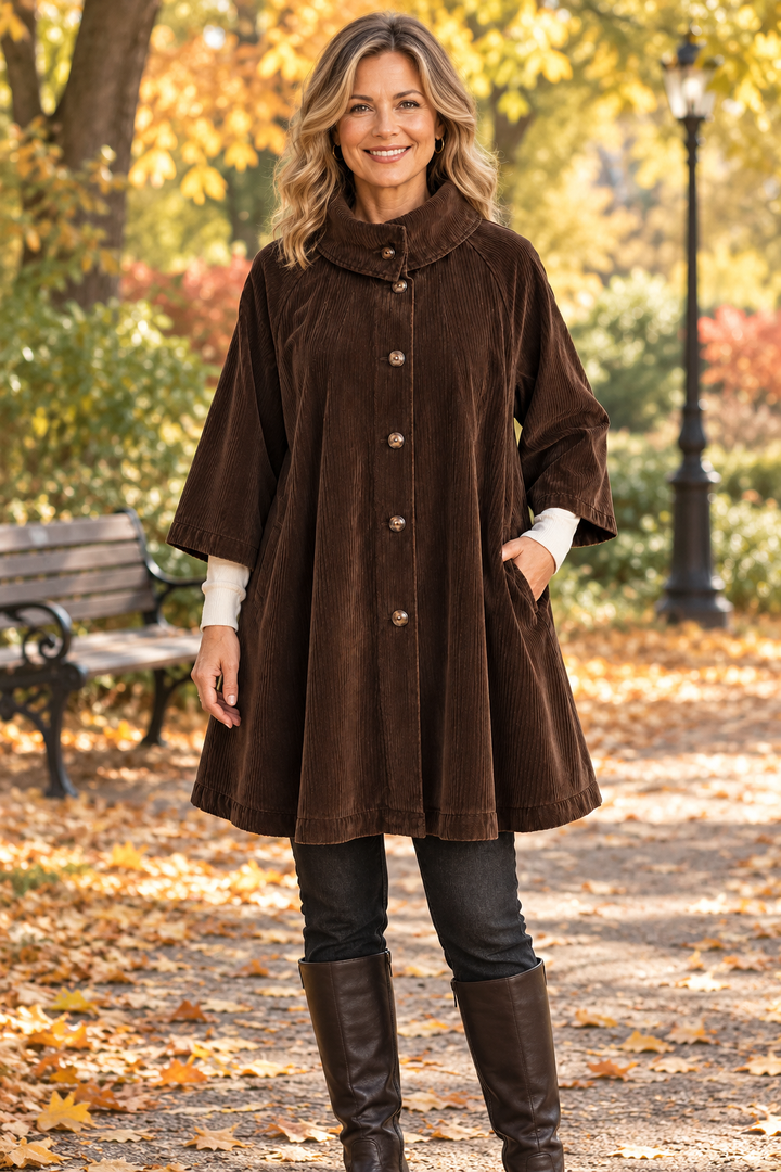 Hailey | Espresso Brown Corduroy Button-Up Tunic