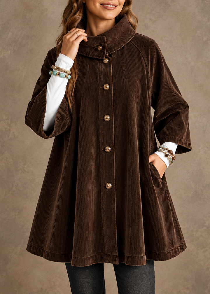 Hailey | Espresso Brown Corduroy Button-Up Tunic