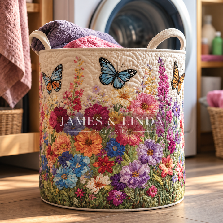 Butterfly Heaven Quilted Laundry Basket