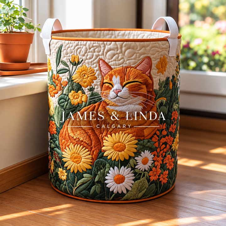 Forest Cat |  Quilted Storage Basket