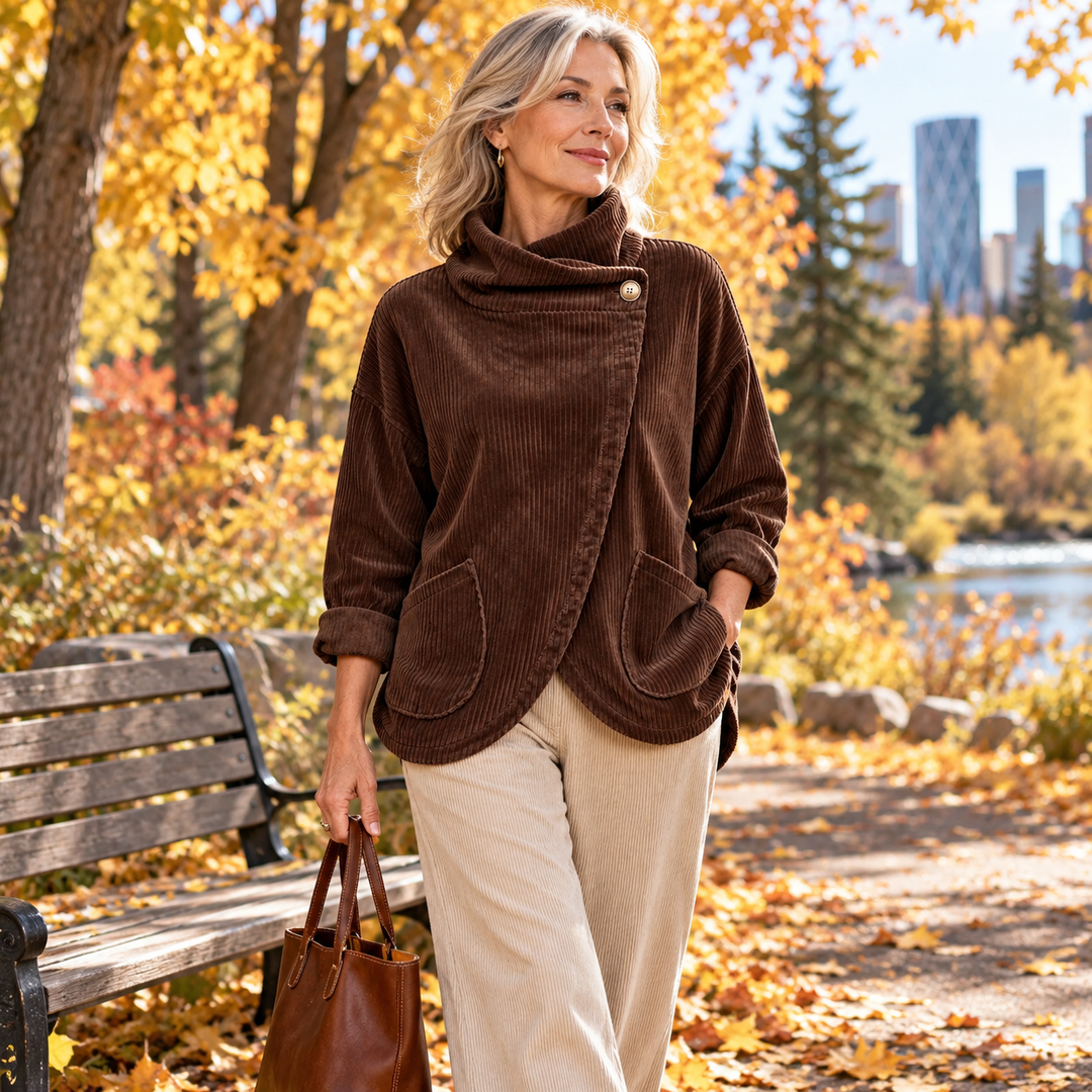 Ainsley | Brown Corduroy Wrap Top
