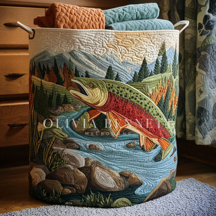 Mountain Stream Serenity | Quilted Storage Basket