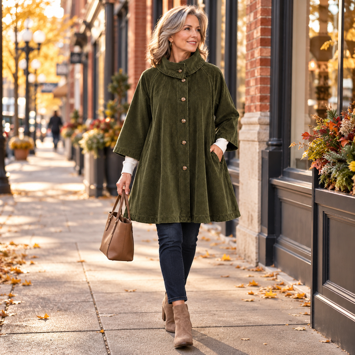 Mallory | Olive Corduroy Button-Up Tunic