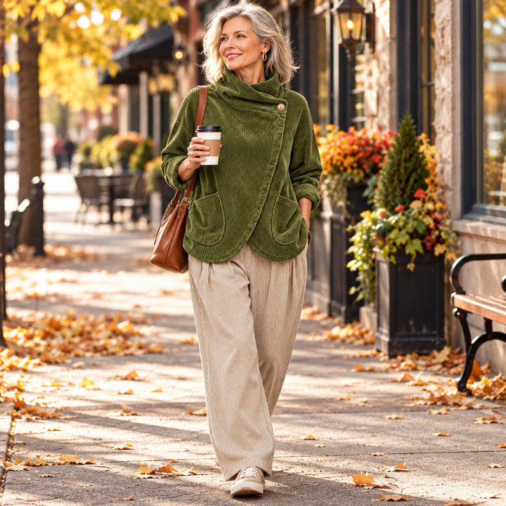 Briar | Olive Green Corduroy Wrap Top