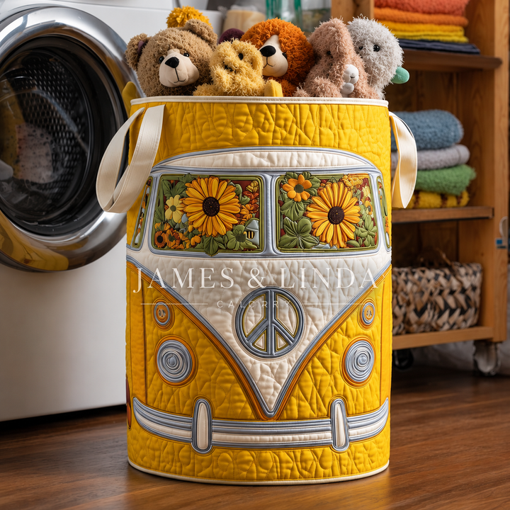 Hippie Van Quilted Laundry Basket