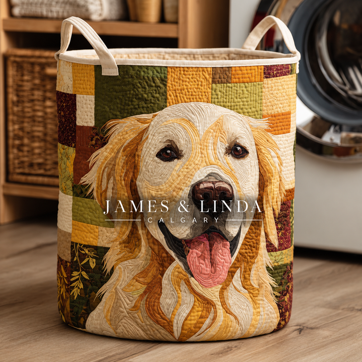 SUNNY | HAPPY GOLDEN RETRIEVER LAUNDRY BASKET