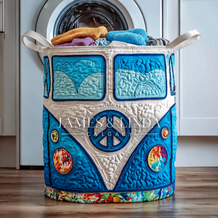 Hippie Van Quilted Laundry Basket