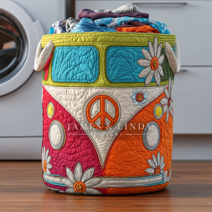 Hippie Van Quilted Laundry Basket