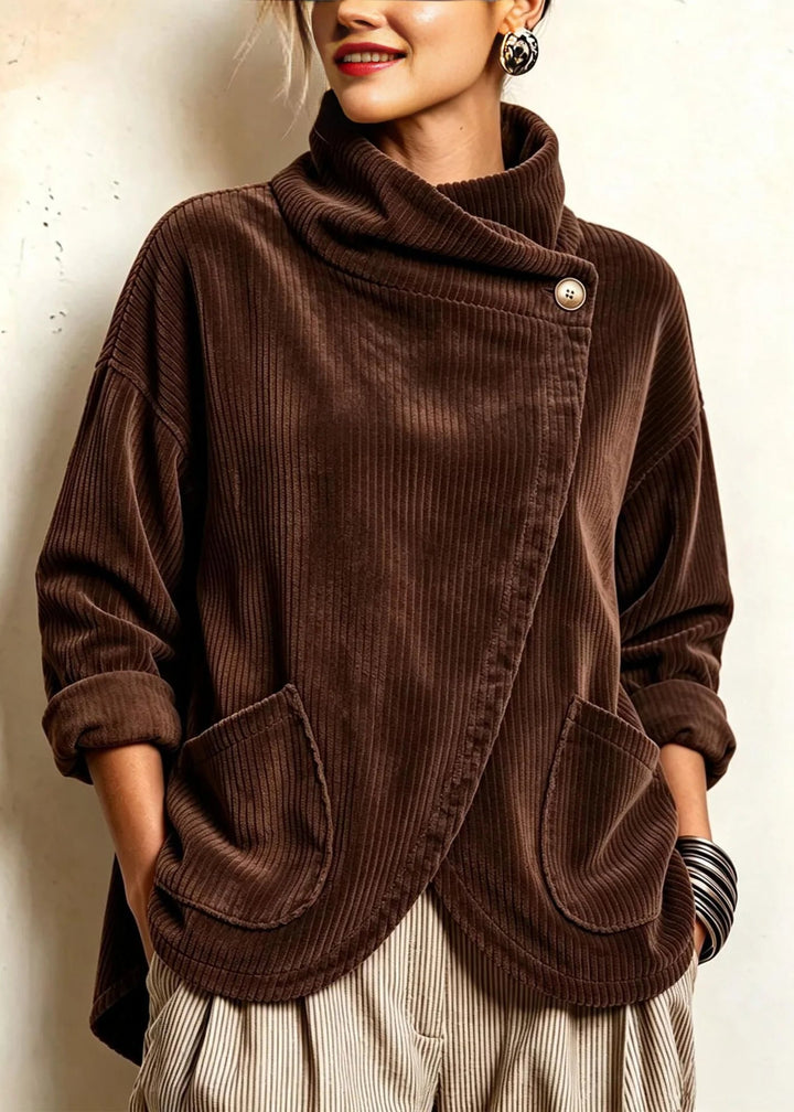 Ainsley | Brown Corduroy Wrap Top
