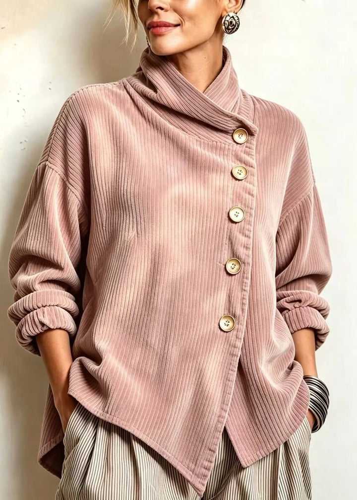 Sophie | Dusty Rose Corduroy Button-Up Top