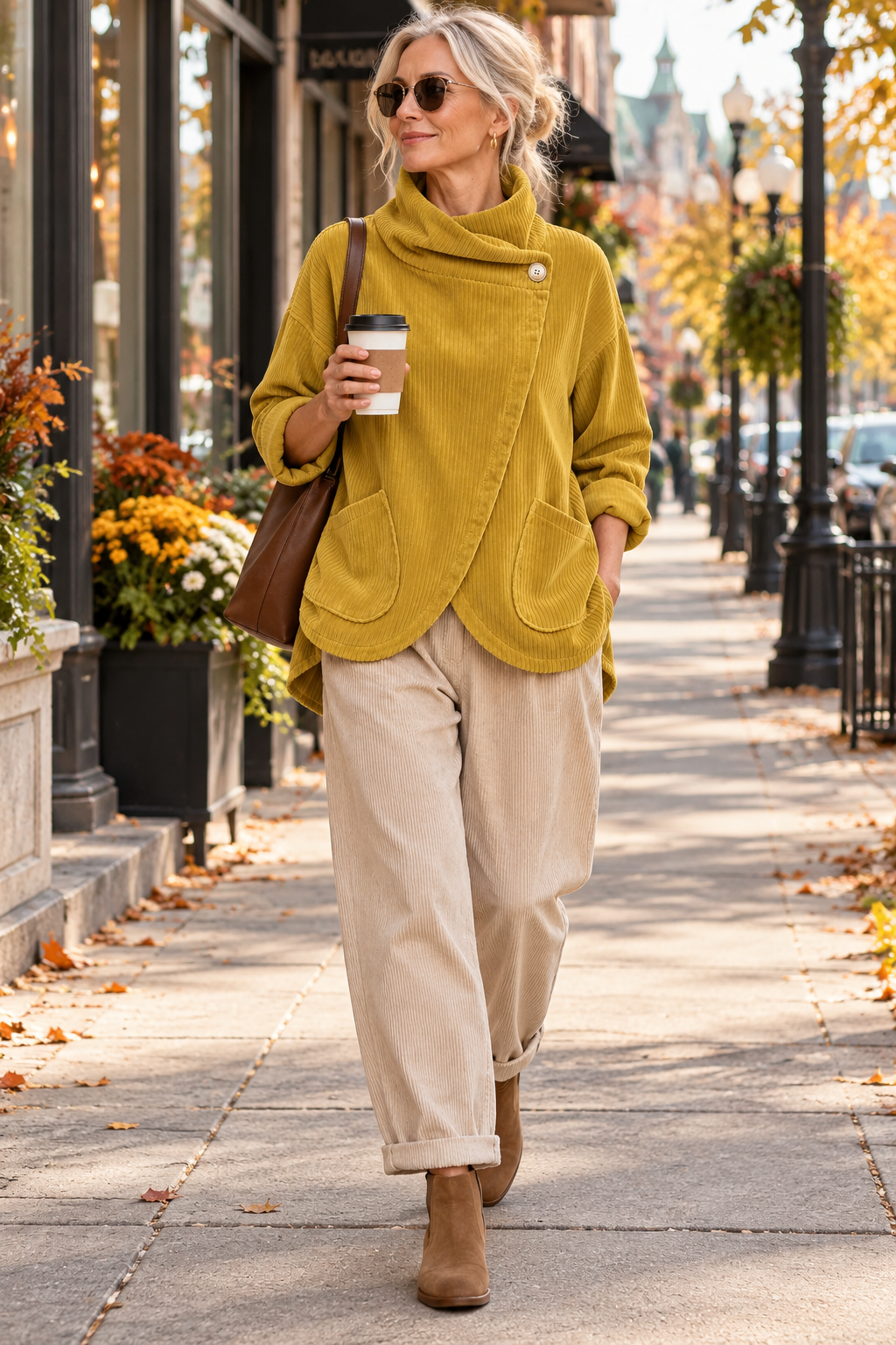 Marlowe | Mustard Yellow Corduroy Wrap Top