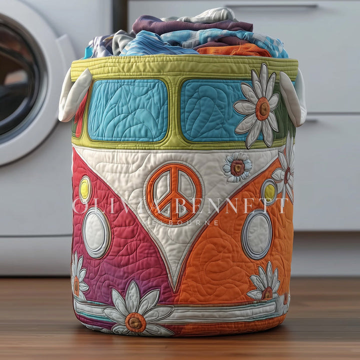 Hippie Van Quilted Laundry Basket