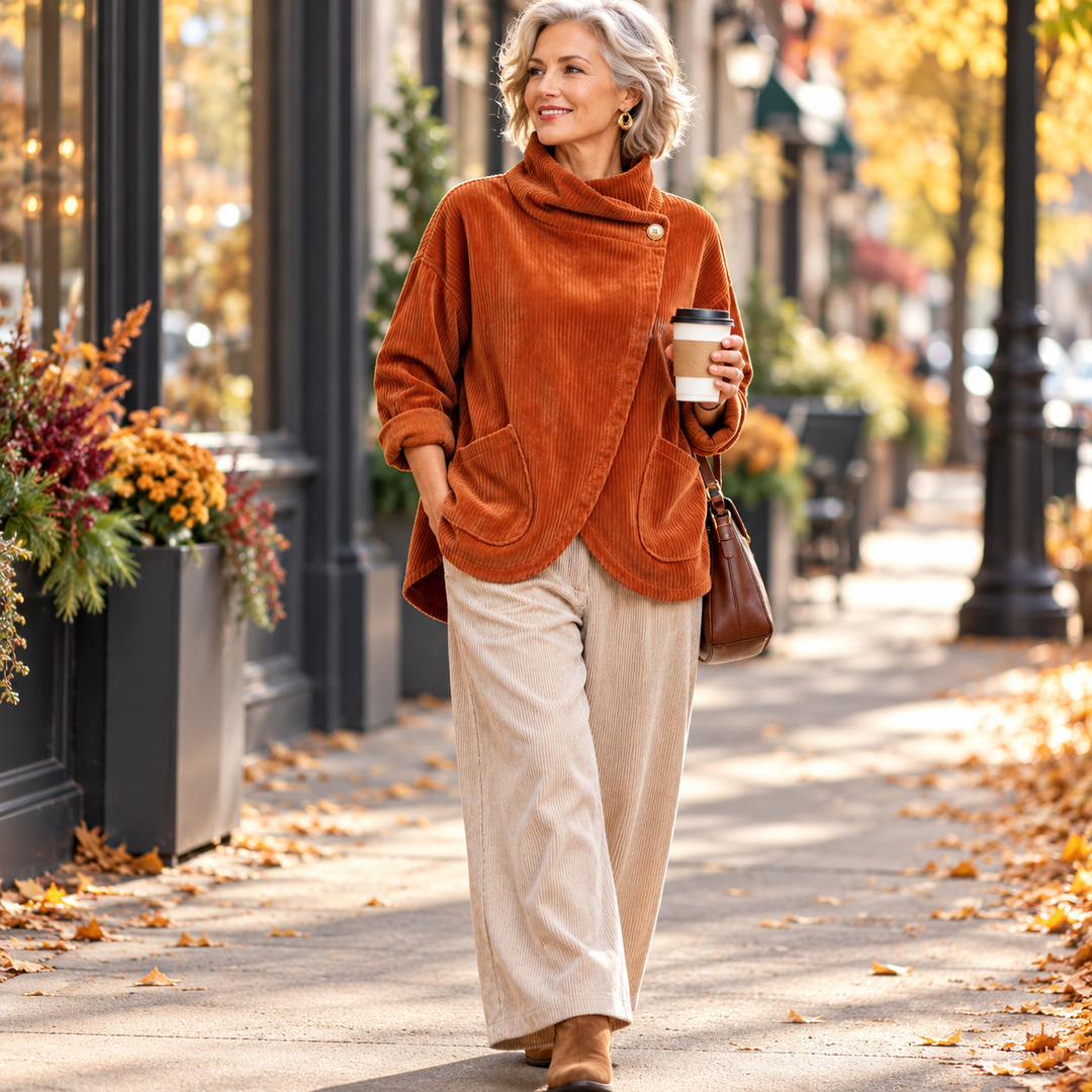 Kelsey | Cinnamon Corduroy Wrap Top