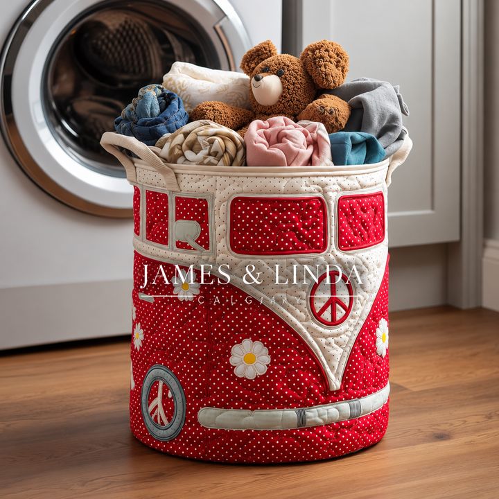 Hippie Van Quilted Laundry Basket