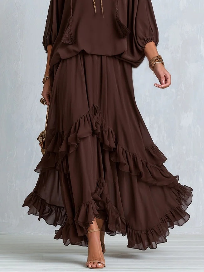 Lavinia | Two-Piece Chiffon Set with Tassels