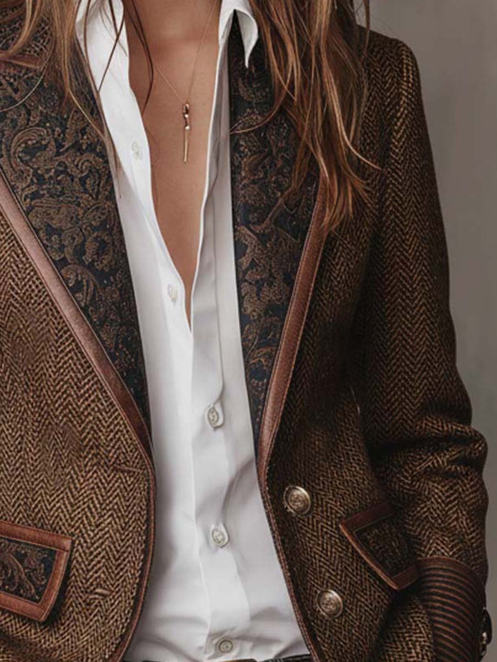 Elaine | Herringbone Print Blazer