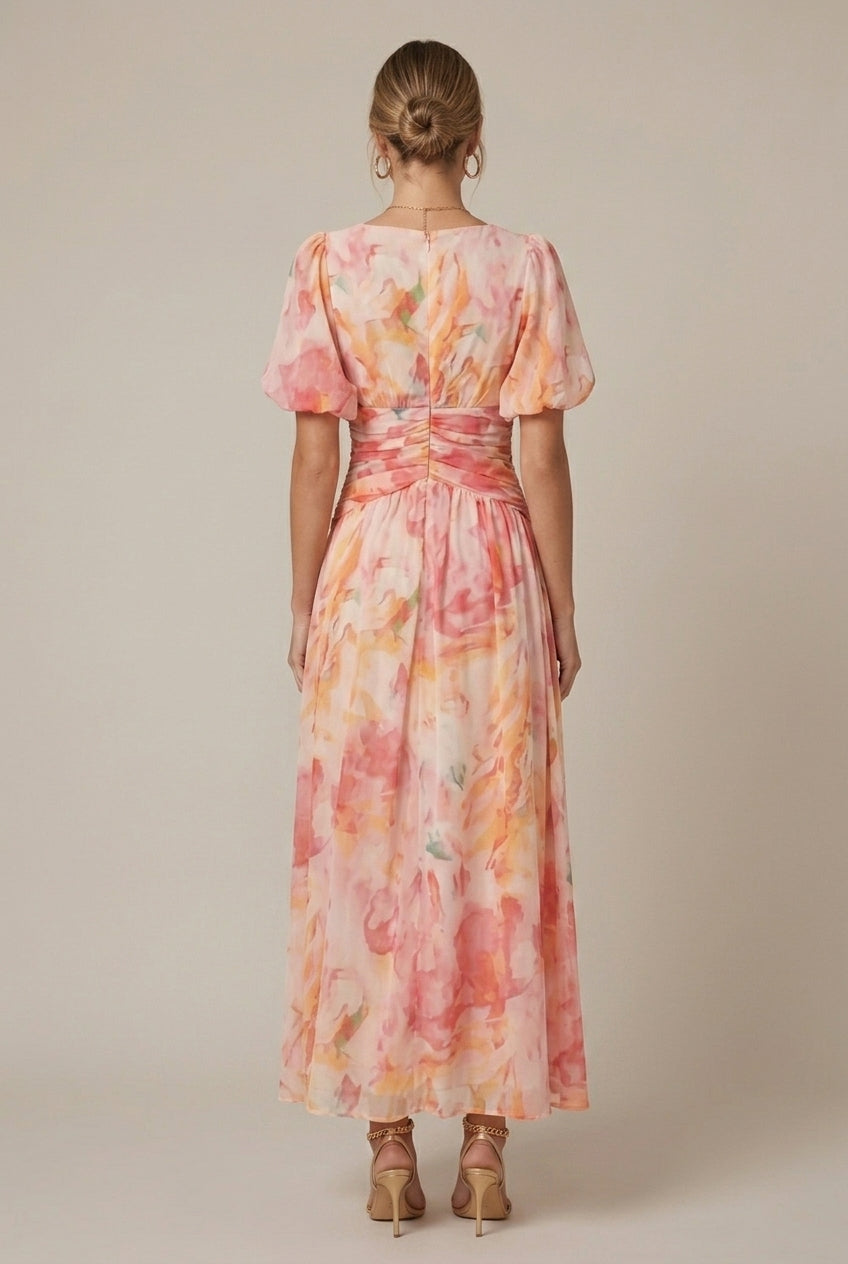 Mathilde | Puff Sleeve Floral Maxi Dress