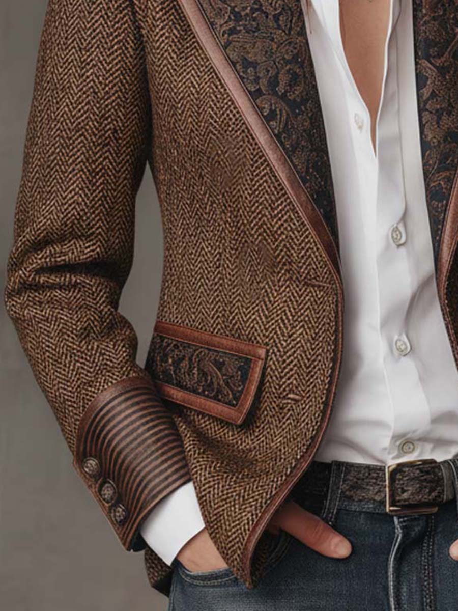 Elaine | Herringbone Print Blazer