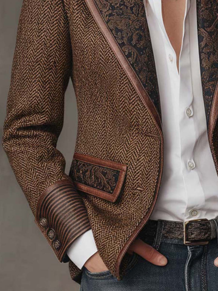 Elaine | Herringbone Print Blazer