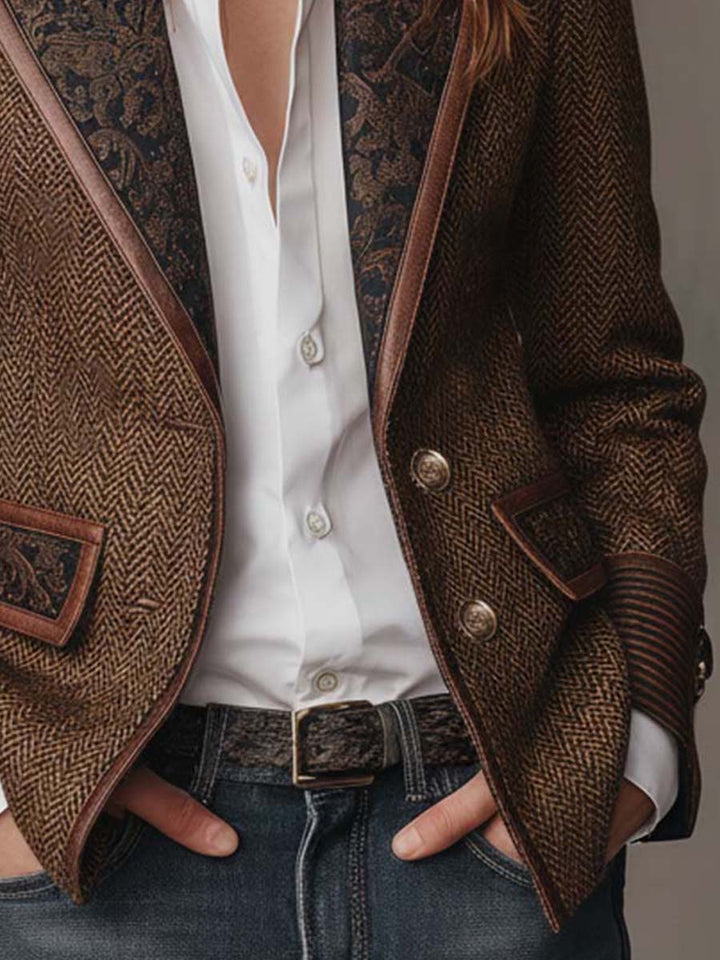 Elaine | Herringbone Print Blazer