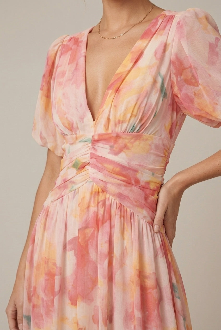 Mathilde | Puff Sleeve Floral Maxi Dress