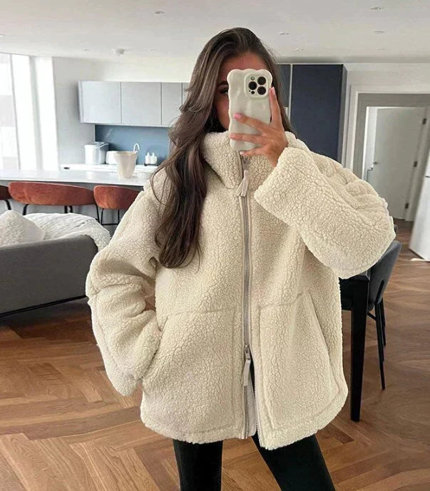 Silvana | Oversized Teddy Jacket with High Collar