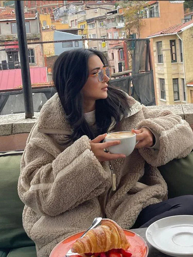 Silvana | Oversized Teddy Jacket with High Collar