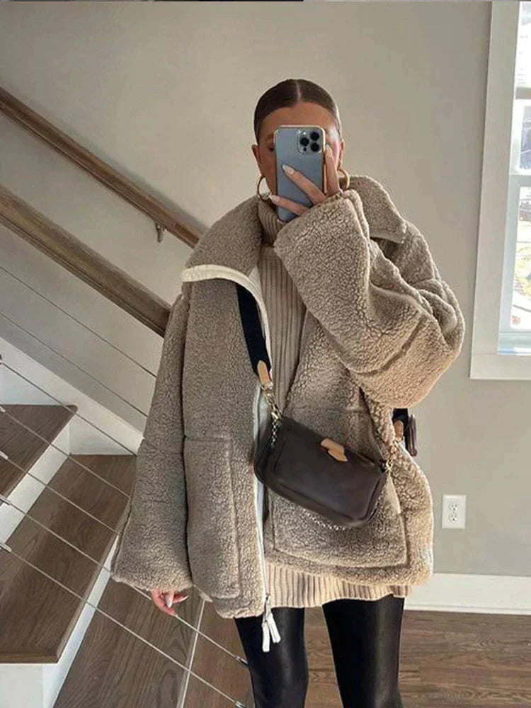 Silvana | Oversized Teddy Jacket with High Collar
