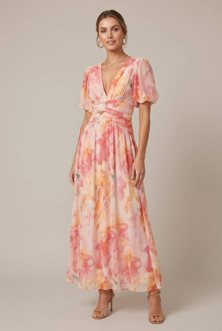 Mathilde | Puff Sleeve Floral Maxi Dress