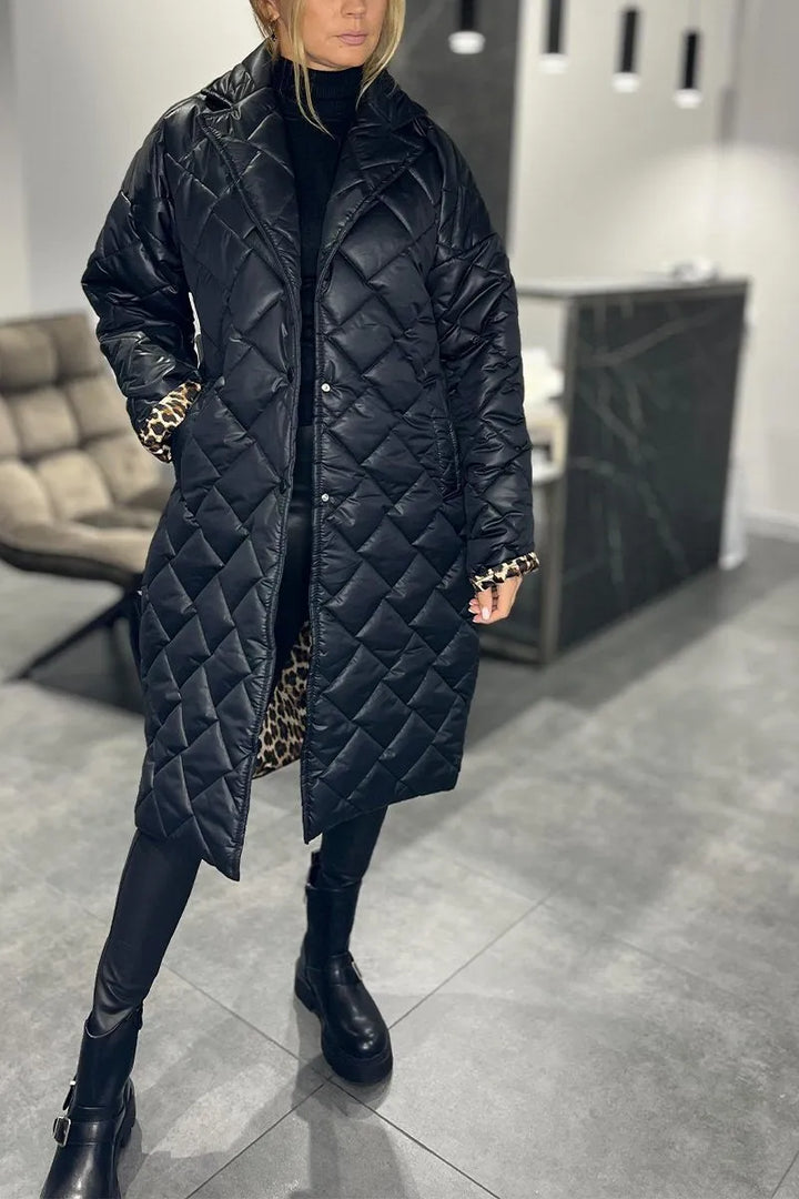 Fabiana | Reversible Quilted Coat with Leopard Print