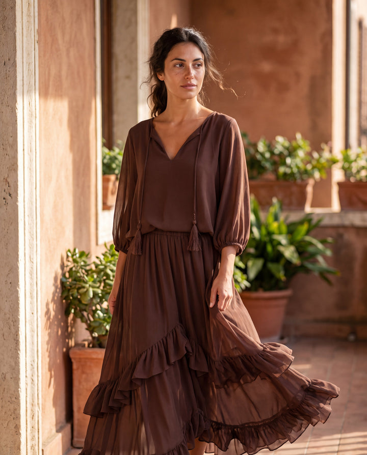 Lavinia | Two-Piece Chiffon Set with Tassels