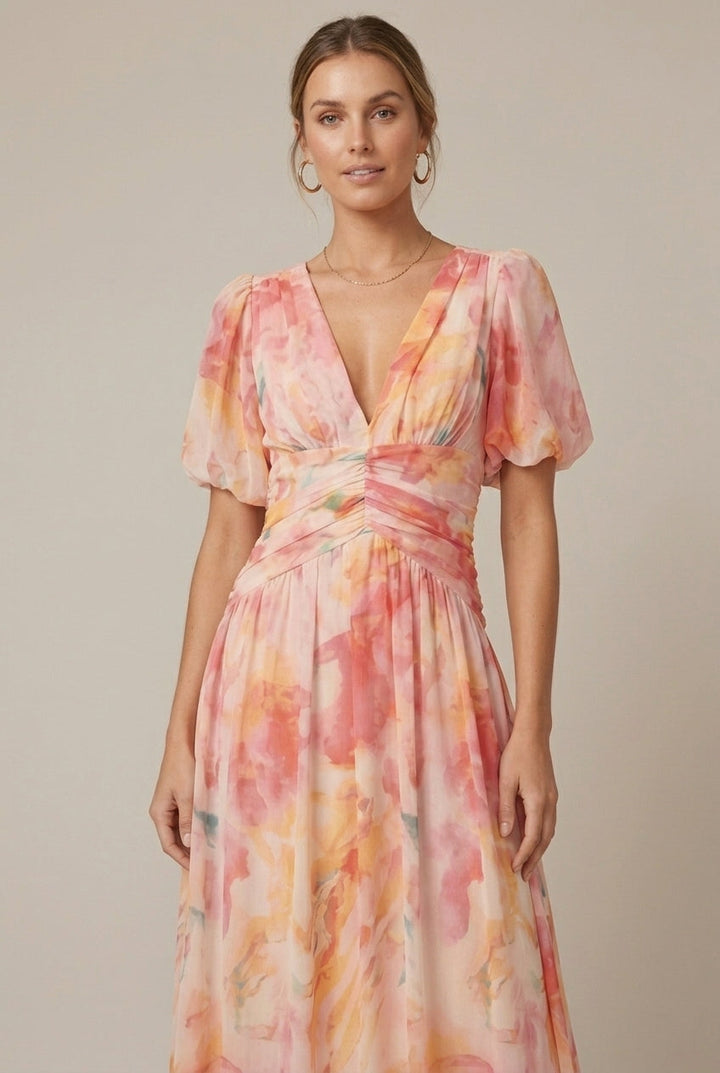 Mathilde | Puff Sleeve Floral Maxi Dress