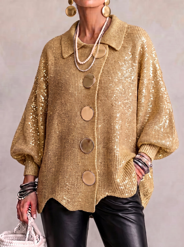 Charlotte | Oversized Collared Cardigan with Statement Buttons