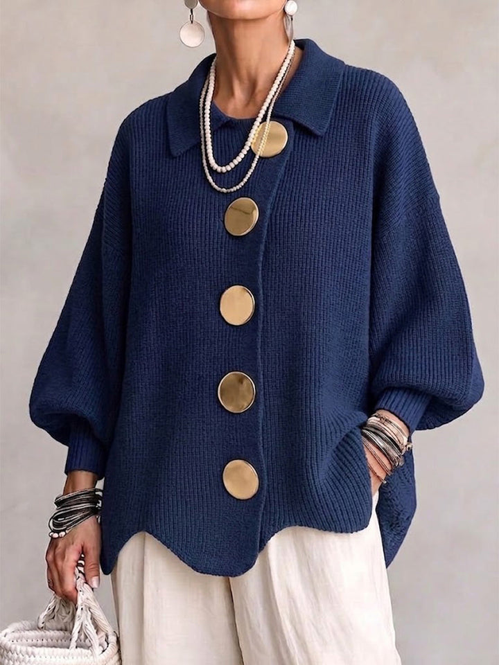 Charlotte | Oversized Collared Cardigan with Statement Buttons