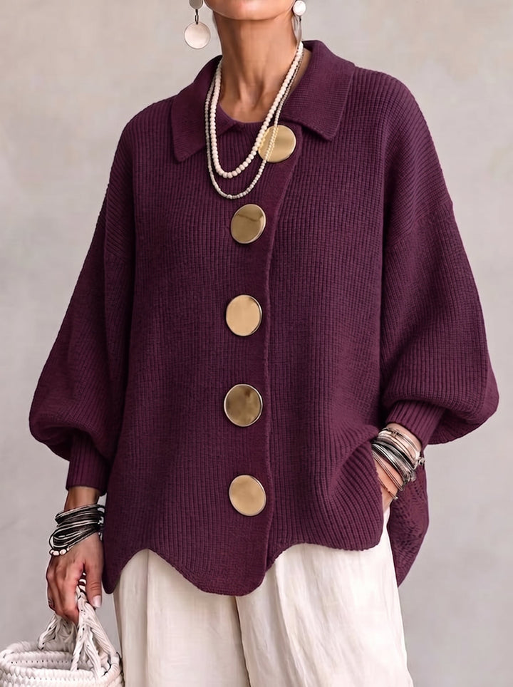 Charlotte | Oversized Collared Cardigan with Statement Buttons