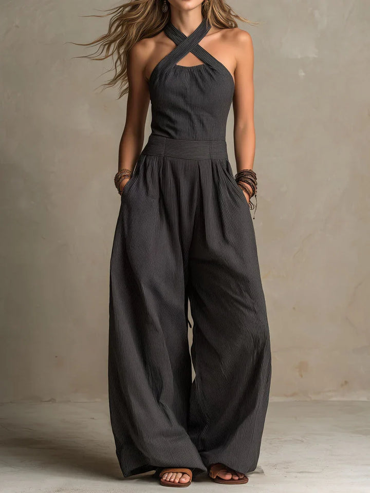 Bianca | Elegant Cross-Over Neckline Jumpsuit
