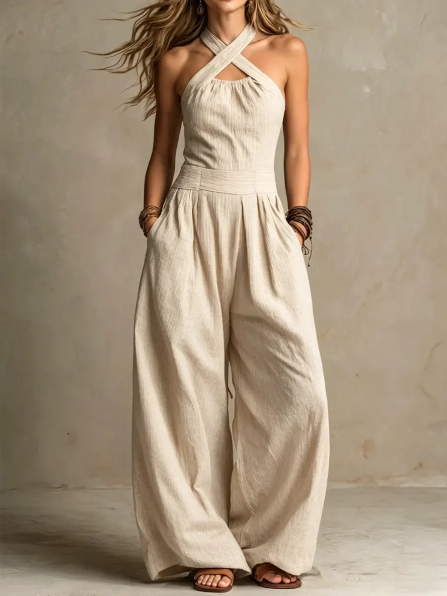 Bianca | Elegant Cross-Over Neckline Jumpsuit