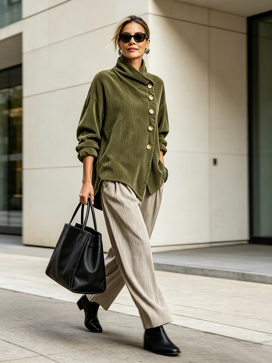 Olivia™ | Corduroy Button-Up Top