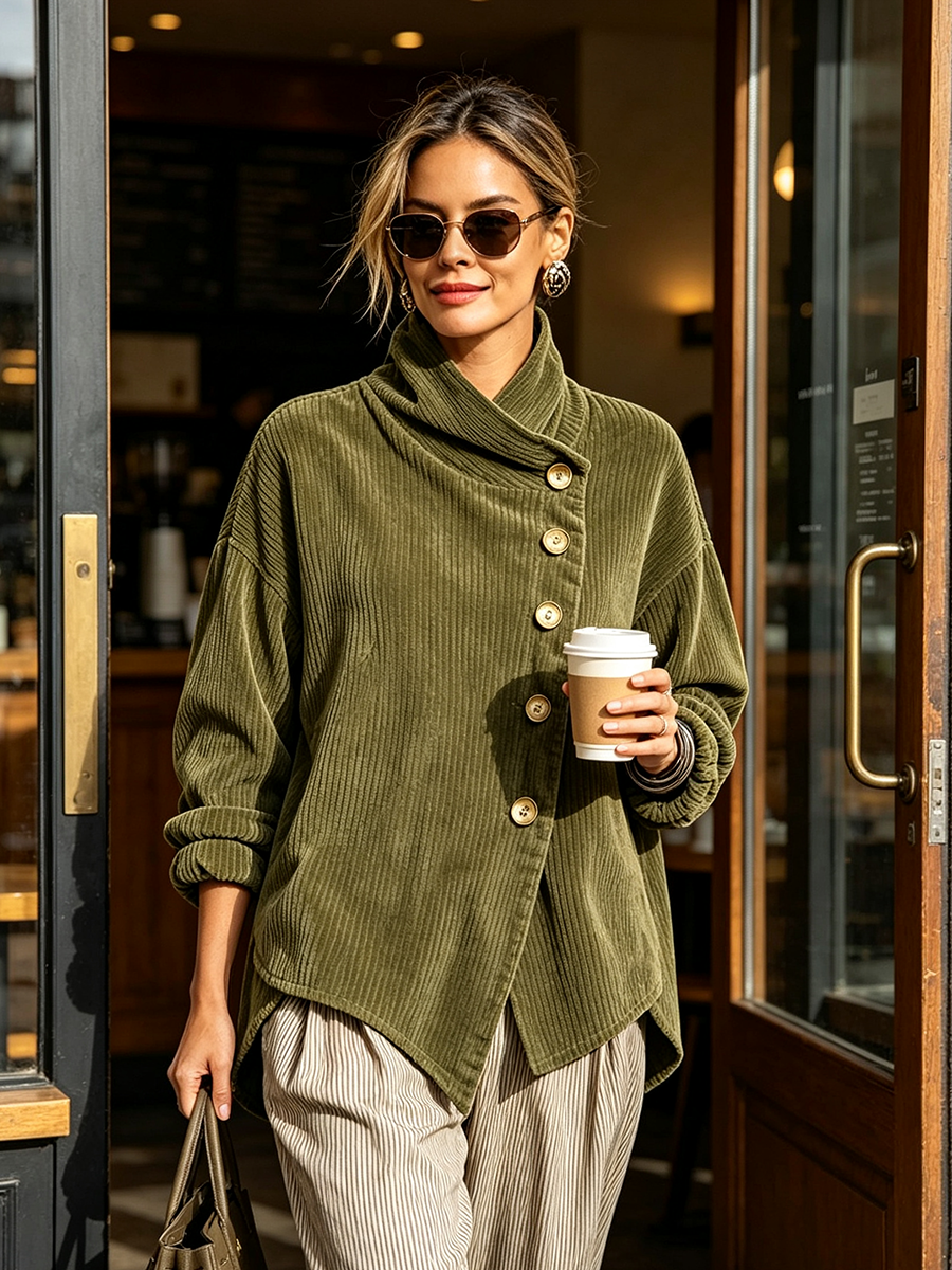 Olivia™ | Corduroy Button-Up Top