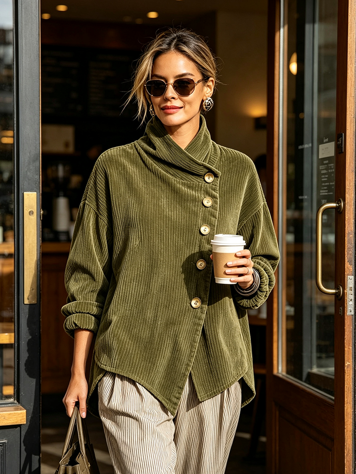 Olivia™ | Corduroy Button-Up Top