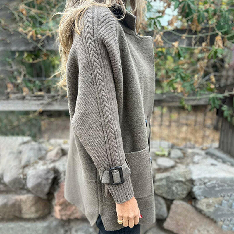 Rosanna | Double-Breasted Coat with Knit Sleeves