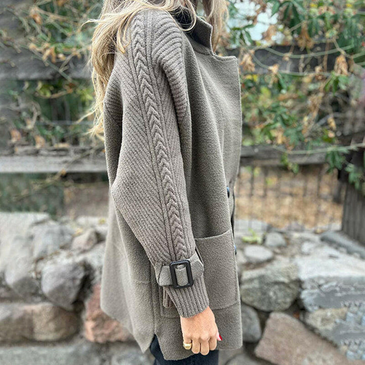 Rosanna | Double-Breasted Coat with Knit Sleeves