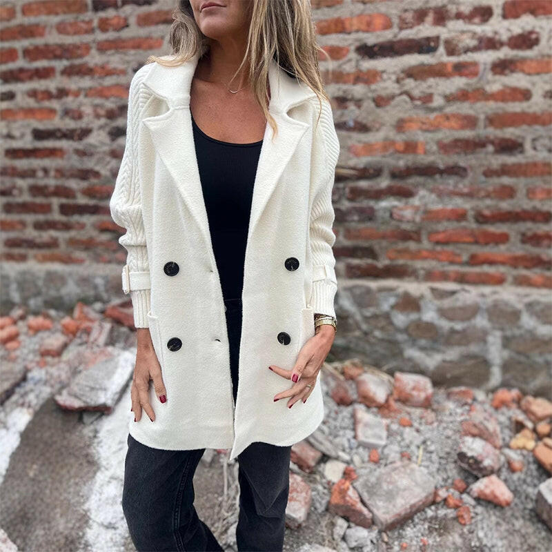 Rosanna | Double-Breasted Coat with Knit Sleeves